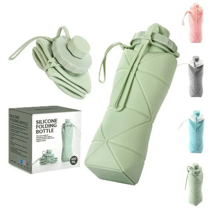 Smart Folding Silicone Water Bottle – 600ml Eco-Friendly Travel Flask