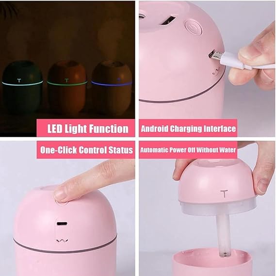 Portable Mini Desk Humidifier – 220ml Mute Air Purifier with Colorful RGB Light