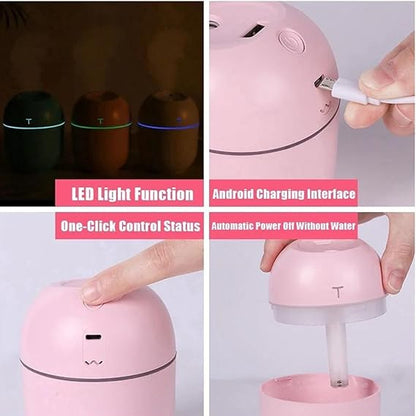 Portable Mini Desk Humidifier – 220ml Mute Air Purifier with Colorful RGB Light