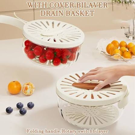 2-in-1 Fruit & Vegetable Drainer Box – Kitchen Storage Container