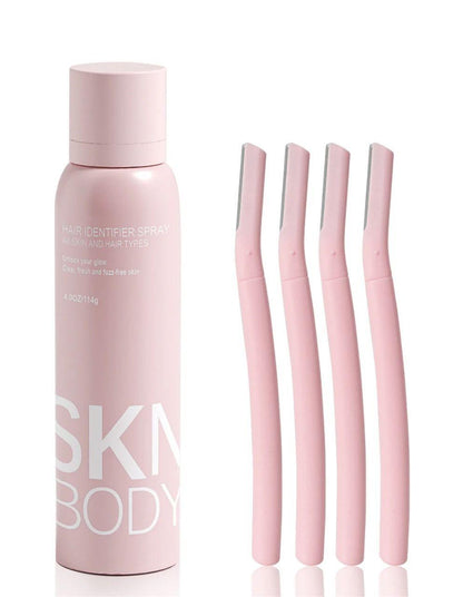 Hair Identifier Face Spray with 4 Shaving Razors – Glow Reveal Dermaplaner Kit