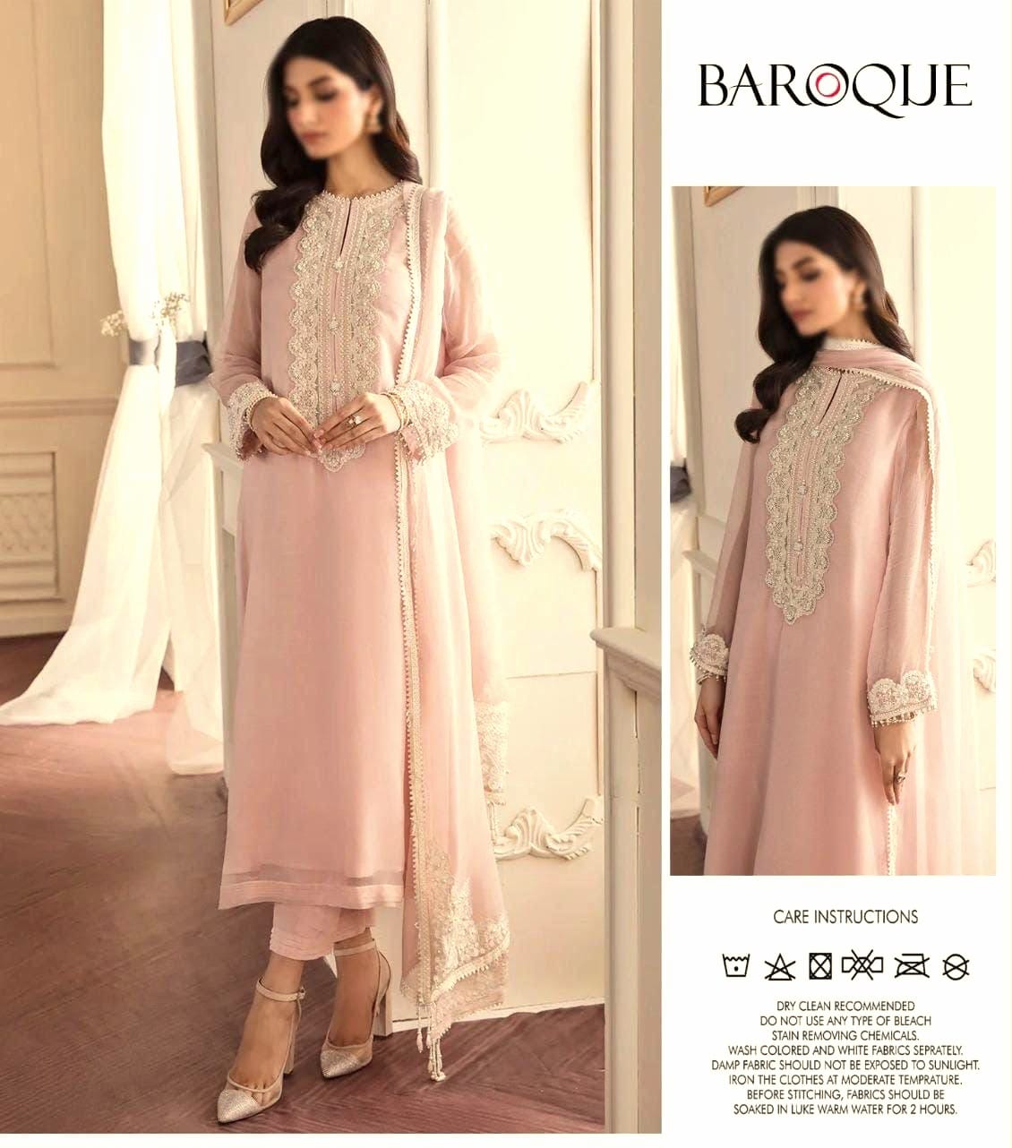 Baroque Heavy Embroidered Chiffon Suit with Adda Work & Chiffon Dupatta – Festive Collection