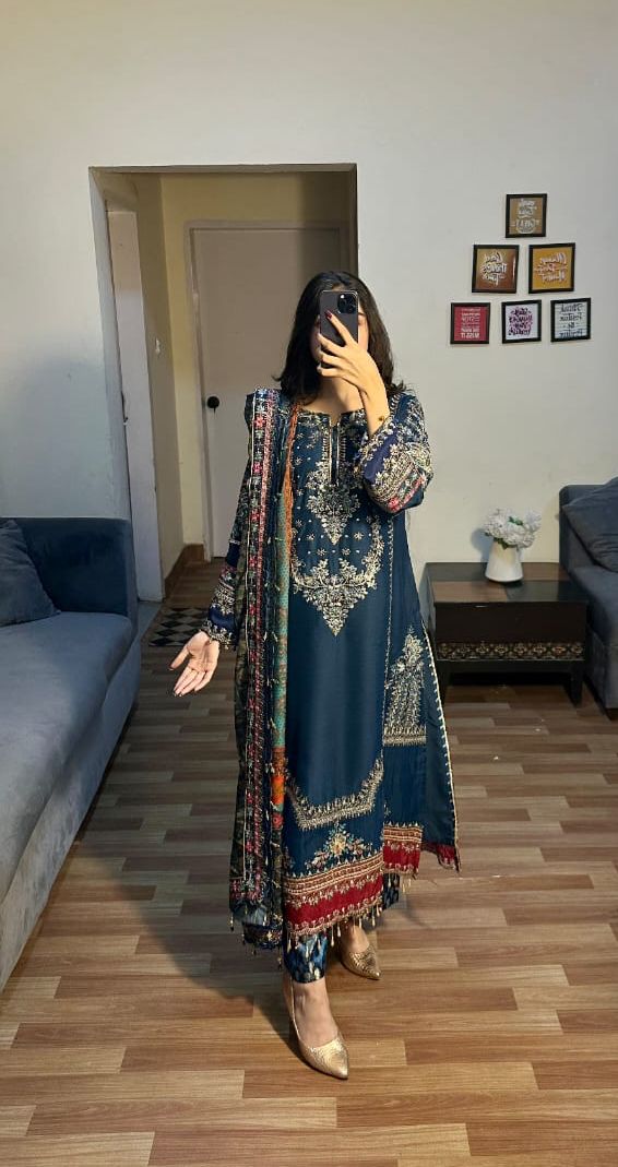 Maria B Premium Chiffon Unstitched Suit – Heavy Spangle & Hand-Embellished Collection