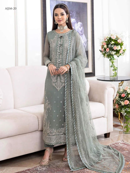 Asim Jofa Jhilmil Chiffon Collection – Heavy Spangle Embroidered Festive Suit