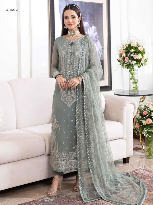 Asim Jofa Jhilmil Chiffon Collection – Heavy Spangle Embroidered Festive Suit