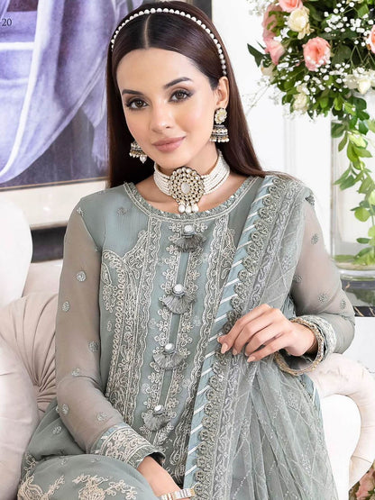 Asim Jofa Jhilmil Chiffon Collection – Heavy Spangle Embroidered Festive Suit