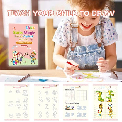 Sank Magic Practice Copybook Set Reusable 4 Books with Pen