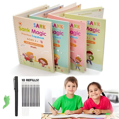Sank Magic Practice Copybook Set Reusable 4 Books with Pen