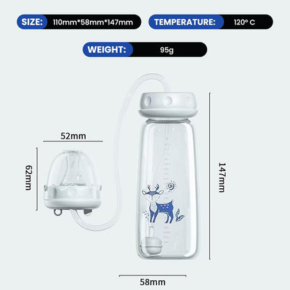 250ML New Baby Hands-Free Feeder Bottle – Self-Feeding Silicone Straw Nursing Bottle