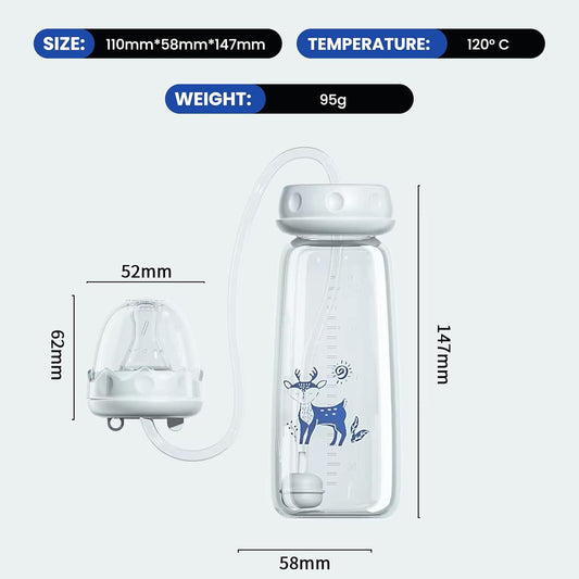 250ML New Baby Hands-Free Feeder Bottle – Self-Feeding Silicone Straw Nursing Bottle