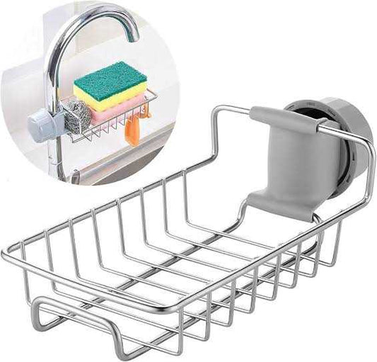 Stainless Steel Faucet Sponge Holder – Rustproof Sink Organizer Rack