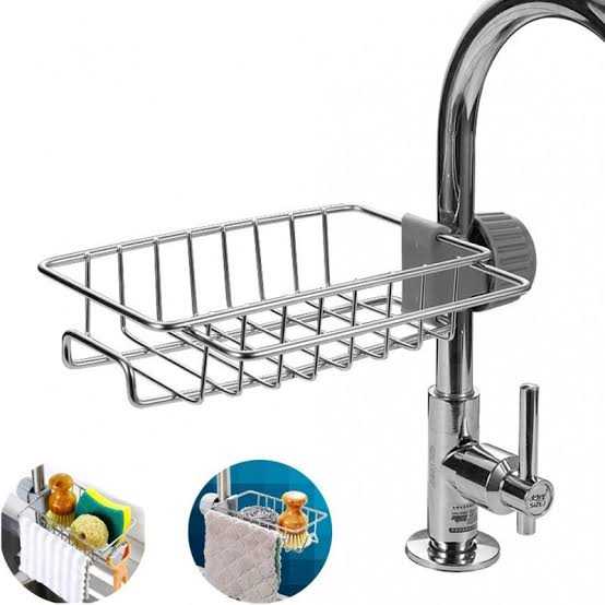 Stainless Steel Faucet Sponge Holder – Rustproof Sink Organizer Rack
