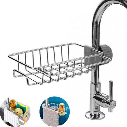 Stainless Steel Faucet Sponge Holder – Rustproof Sink Organizer Rack