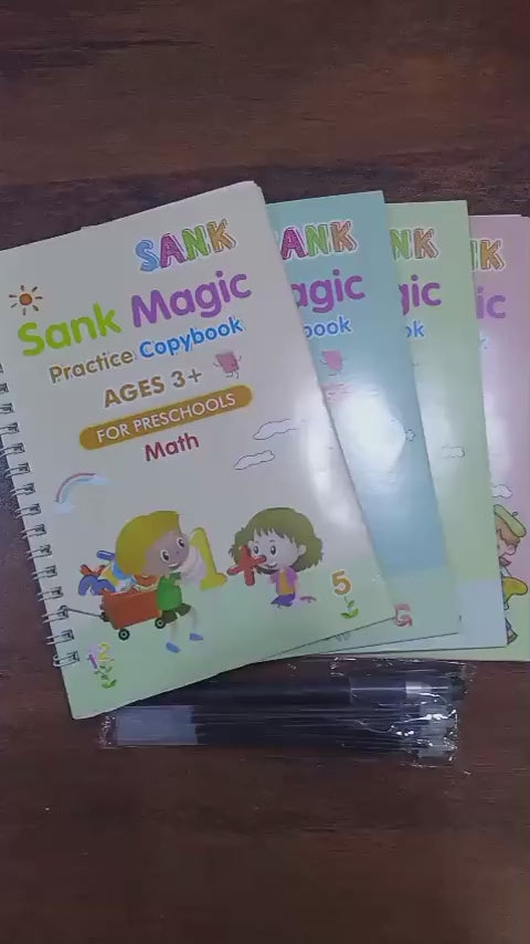 Sank Magic Practice Copybook Set Reusable 4 Books with Pen
