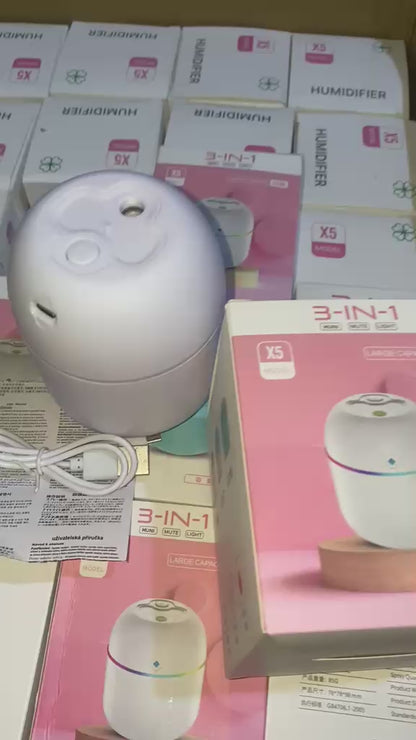 Portable Mini Desk Humidifier – 220ml Mute Air Purifier with Colorful RGB Light