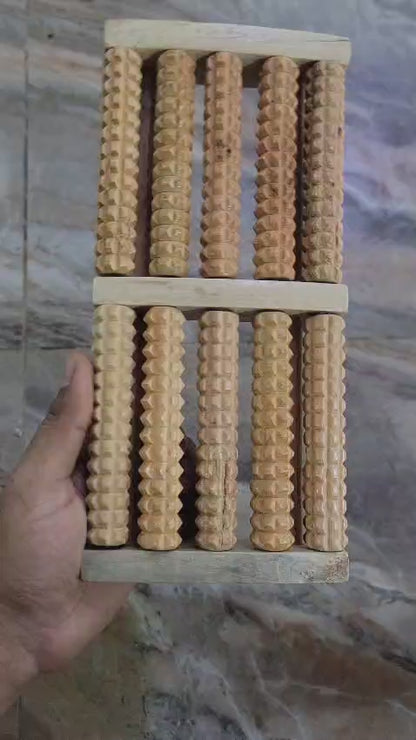 Traditional Wooden Roller Foot Massager – Deep Tissue Therapy for Pain & Stress Relief