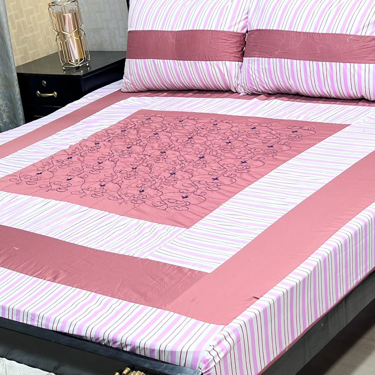 Embroidered Patchwork King Size Bedsheet Collection (Cotton Satin / Percale / Duck)