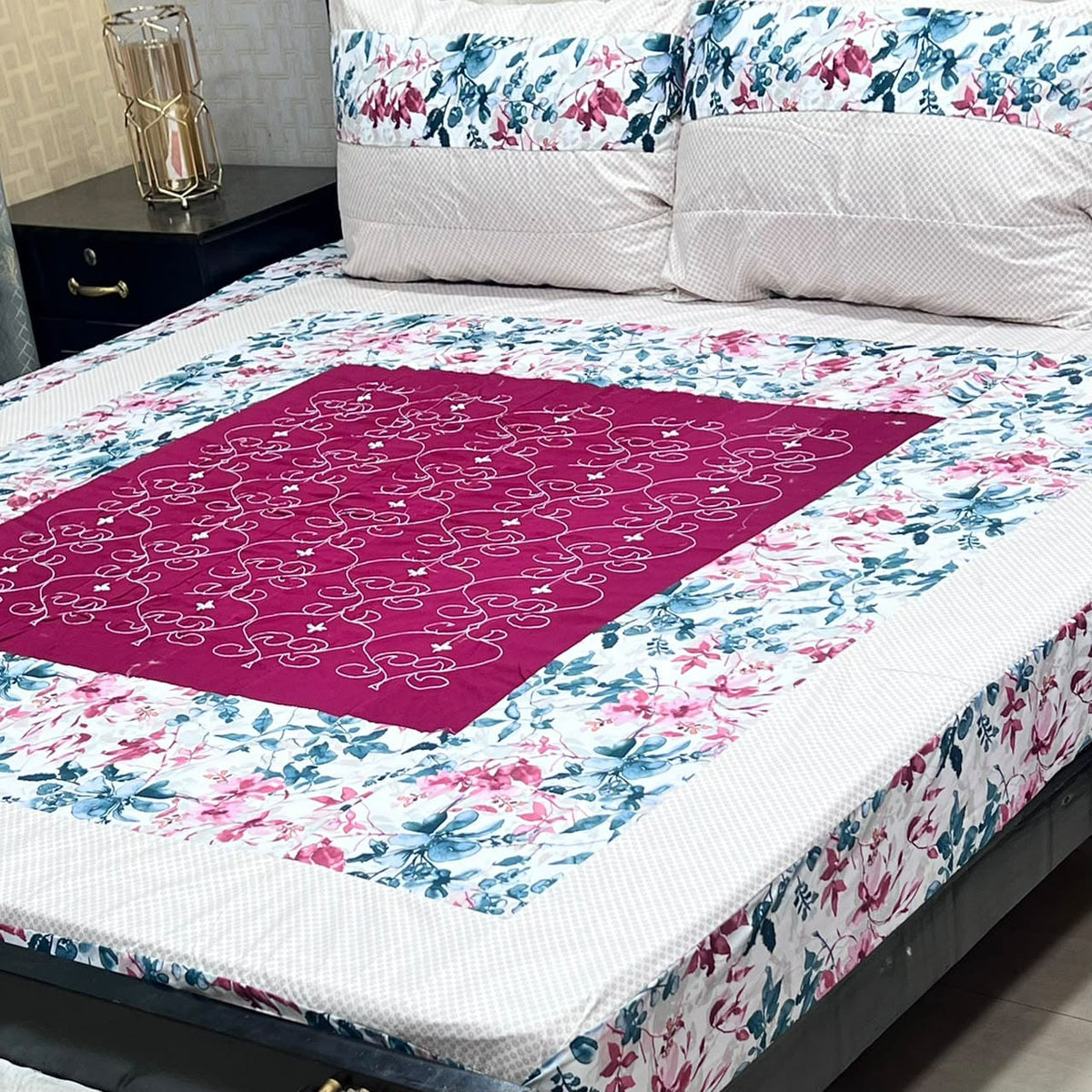 Embroidered Patchwork King Size Bedsheet Collection (Cotton Satin / Percale / Duck)