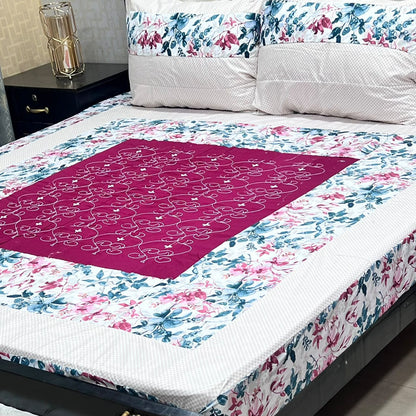Embroidered Patchwork King Size Bedsheet Collection (Cotton Satin / Percale / Duck)