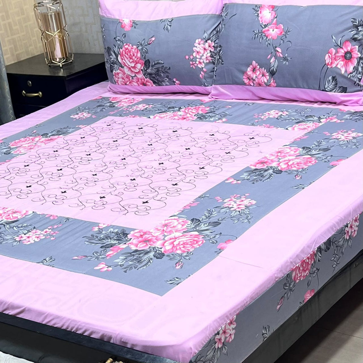 Embroidered Patchwork King Size Bedsheet Collection (Cotton Satin / Percale / Duck)