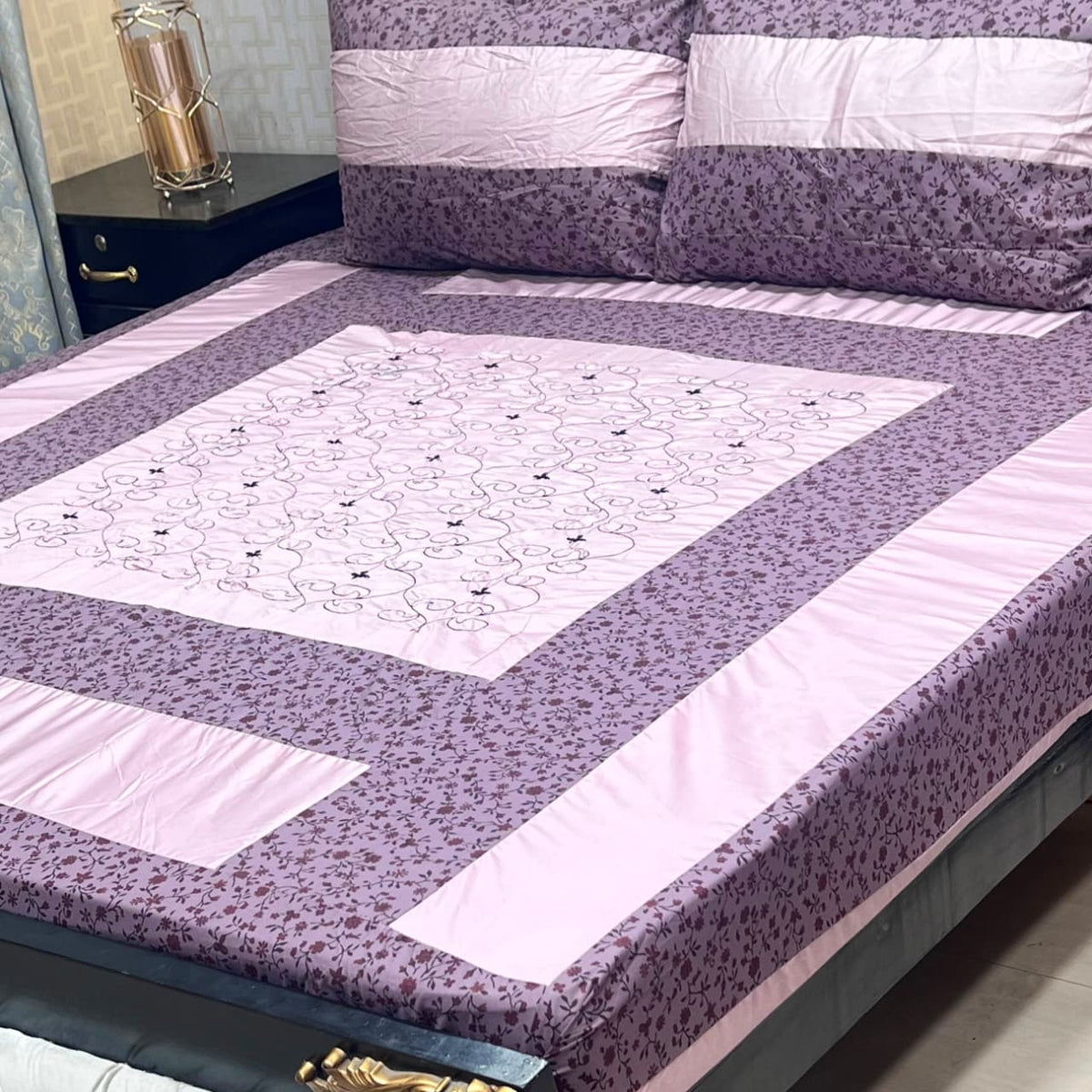 Embroidered Patchwork King Size Bedsheet Collection (Cotton Satin / Percale / Duck)