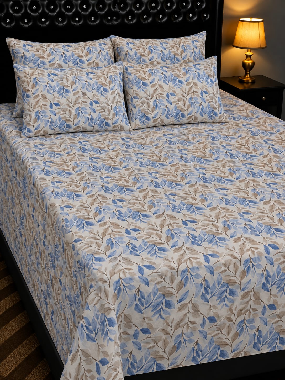5-Piece Export Quality 100% Pure Cotton King Size Double Bedsheet Set