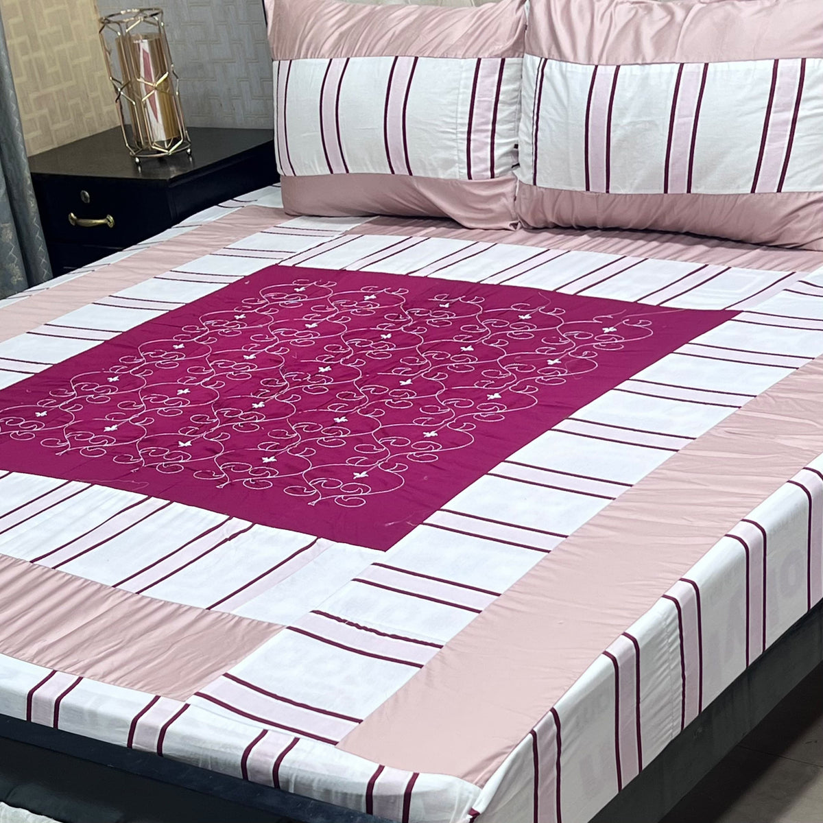 Embroidered Patchwork King Size Bedsheet Collection (Cotton Satin / Percale / Duck)