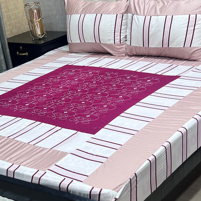 Embroidered Patchwork King Size Bedsheet Collection (Cotton Satin / Percale / Duck)