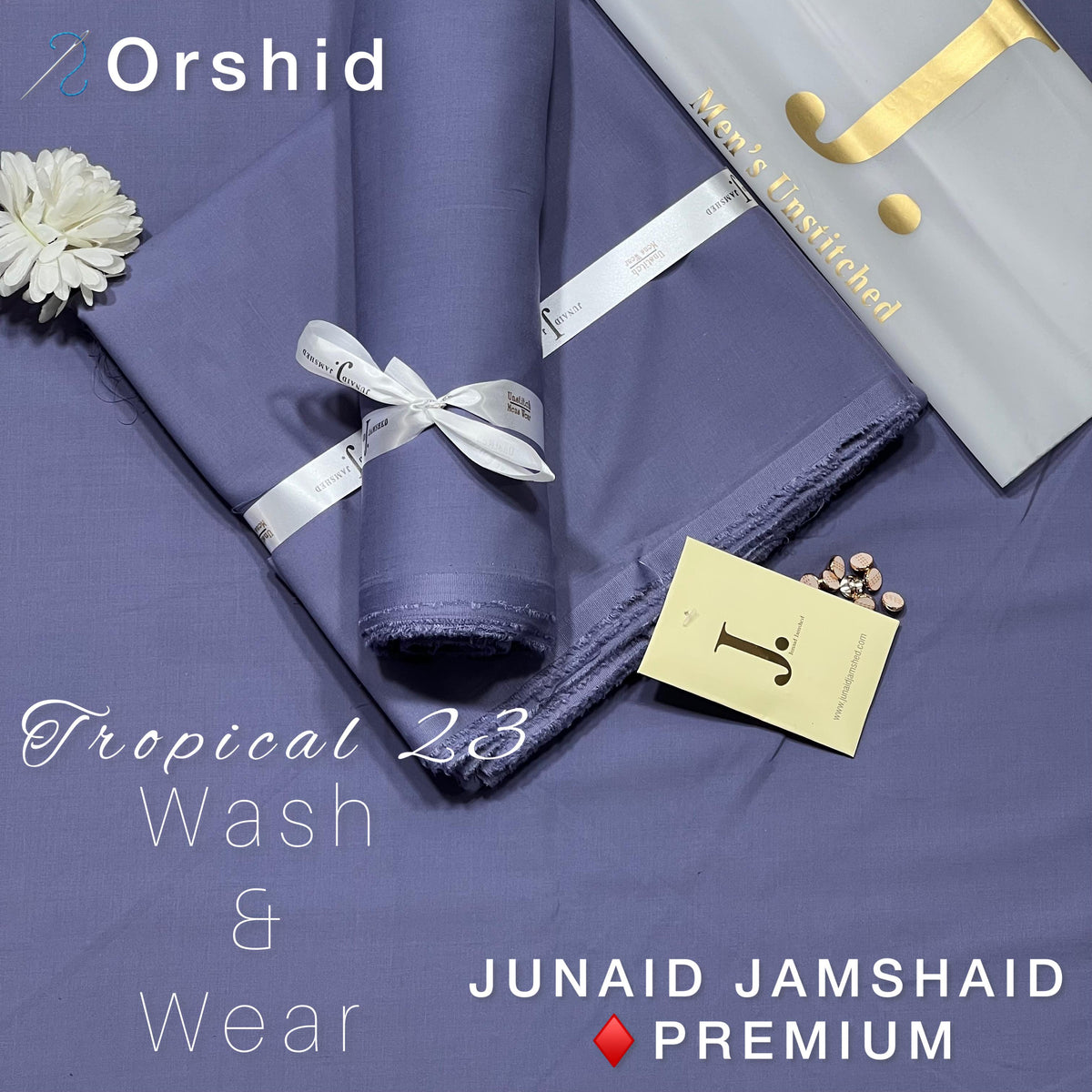 Junaid Jamshed (J.) Men’s Luxury Tropical Wash & Wear Unstitched Suit (4 Meters)