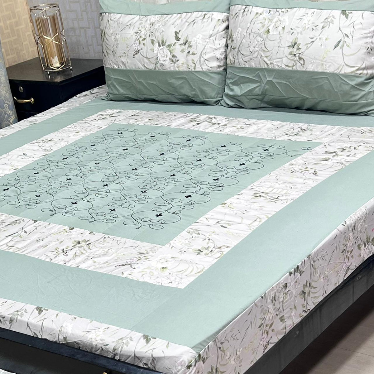 Embroidered Patchwork King Size Bedsheet Collection (Cotton Satin / Percale / Duck)