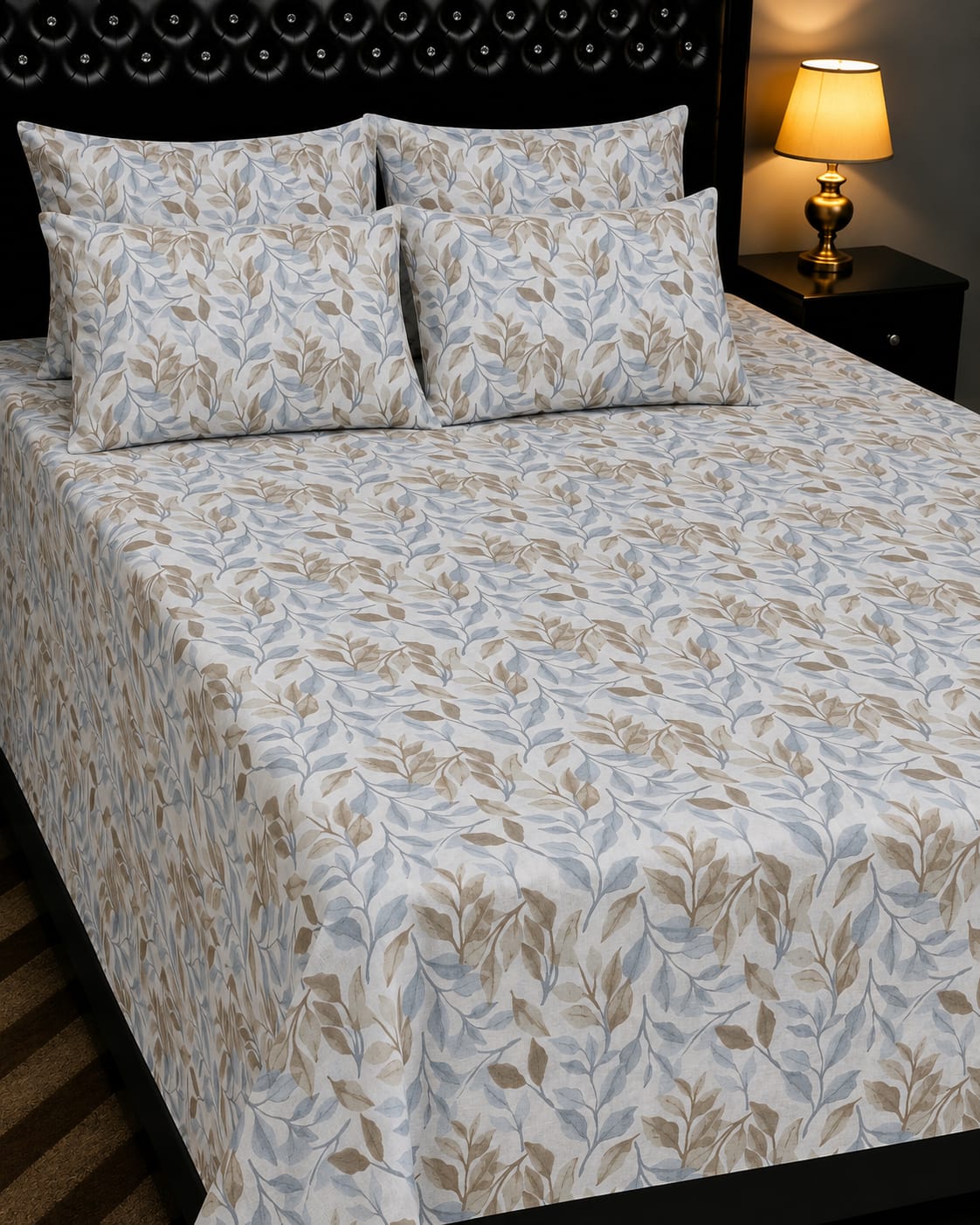 5-Piece Export Quality 100% Pure Cotton King Size Double Bedsheet Set