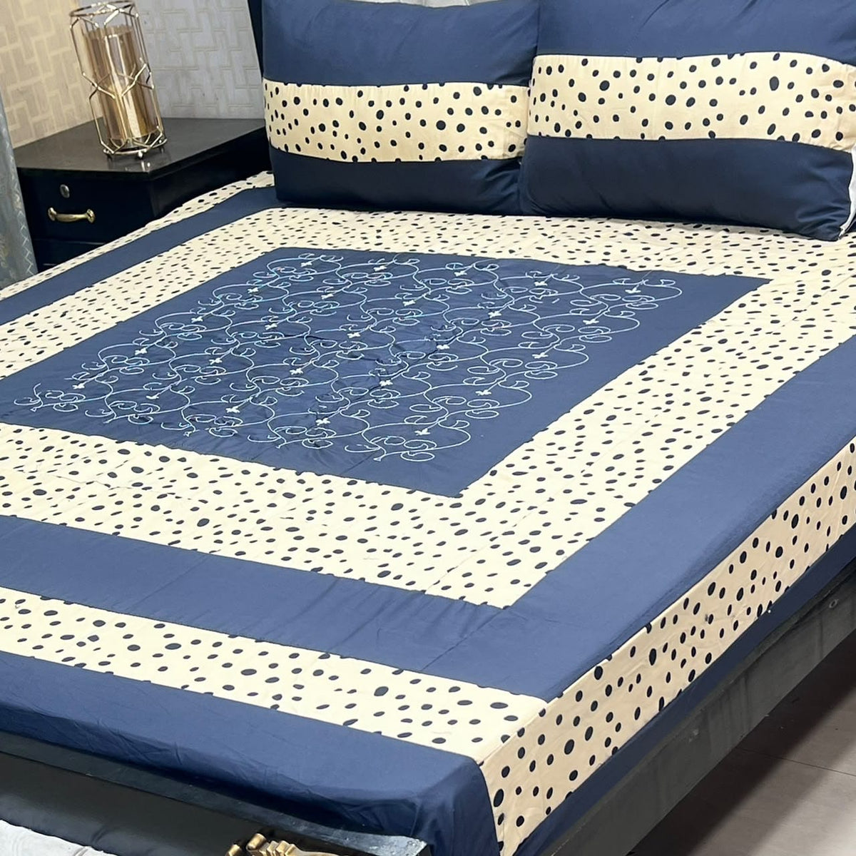Embroidered Patchwork King Size Bedsheet Collection (Cotton Satin / Percale / Duck)