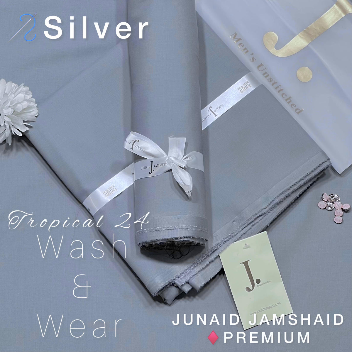 Junaid Jamshed (J.) Men’s Luxury Tropical Wash & Wear Unstitched Suit (4 Meters)