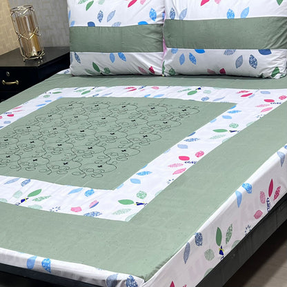 Embroidered Patchwork King Size Bedsheet Collection (Cotton Satin / Percale / Duck)