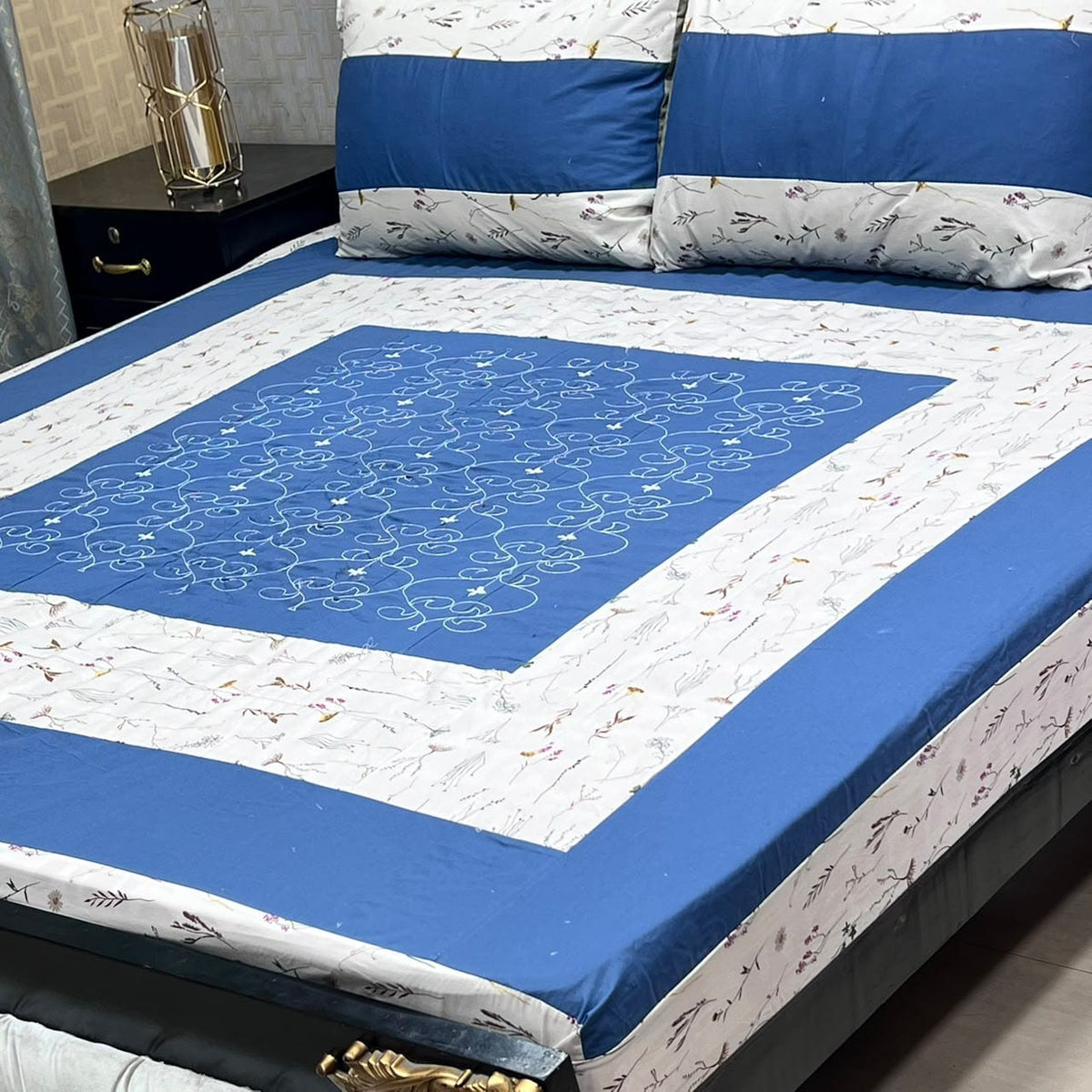 Embroidered Patchwork King Size Bedsheet Collection (Cotton Satin / Percale / Duck)
