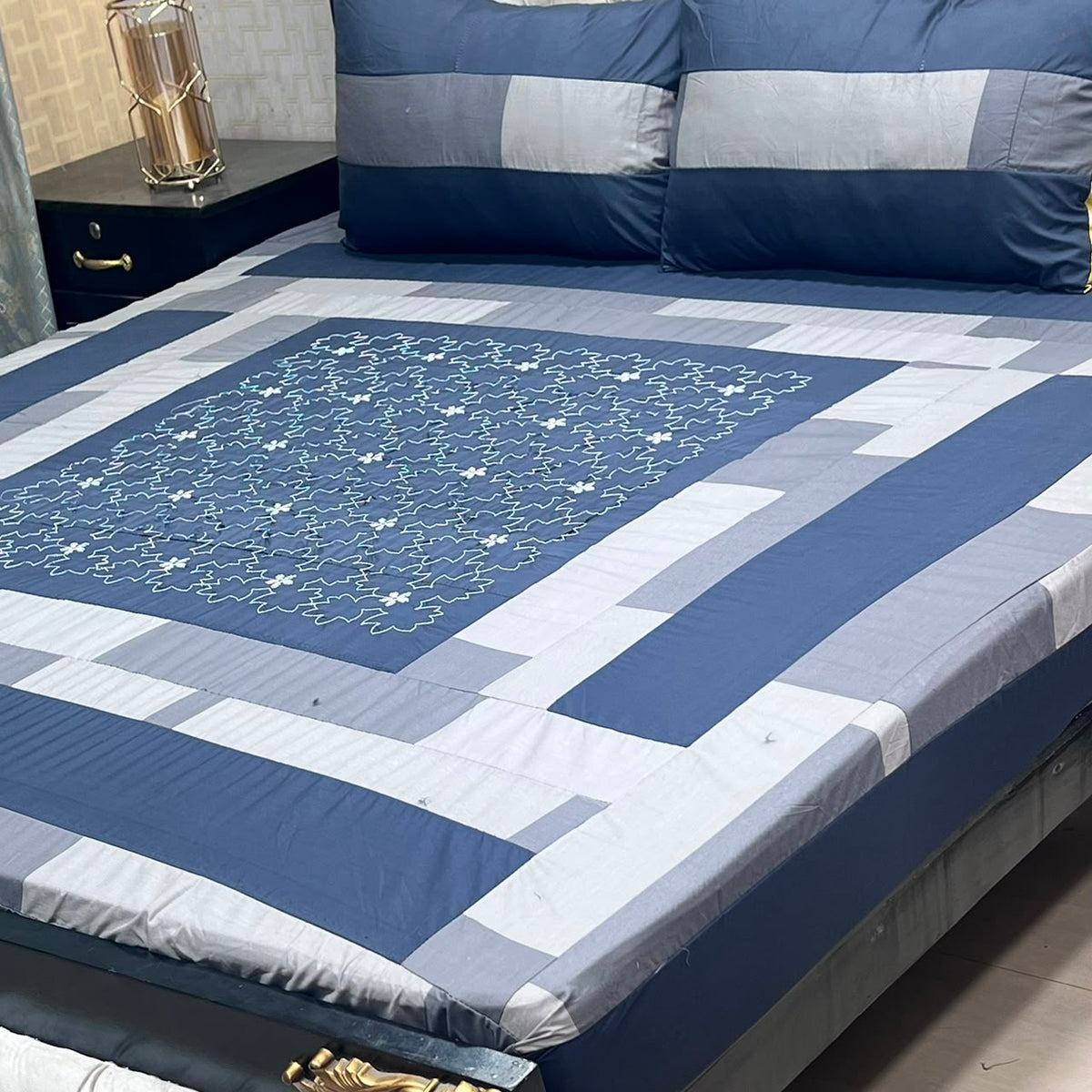Embroidered Patchwork King Size Bedsheet Collection (Cotton Satin / Percale / Duck)