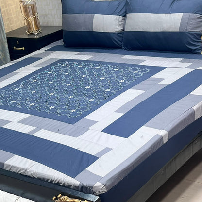 Embroidered Patchwork King Size Bedsheet Collection (Cotton Satin / Percale / Duck)