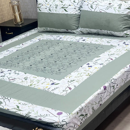 Embroidered Patchwork King Size Bedsheet Collection (Cotton Satin / Percale / Duck)