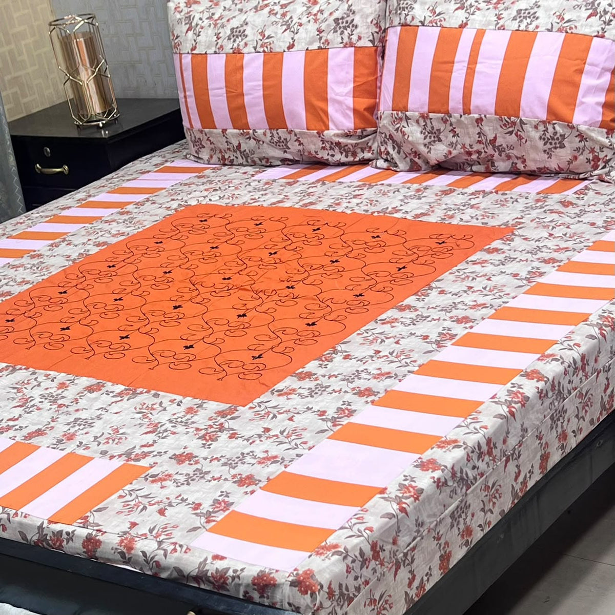 Embroidered Patchwork King Size Bedsheet Collection (Cotton Satin / Percale / Duck)