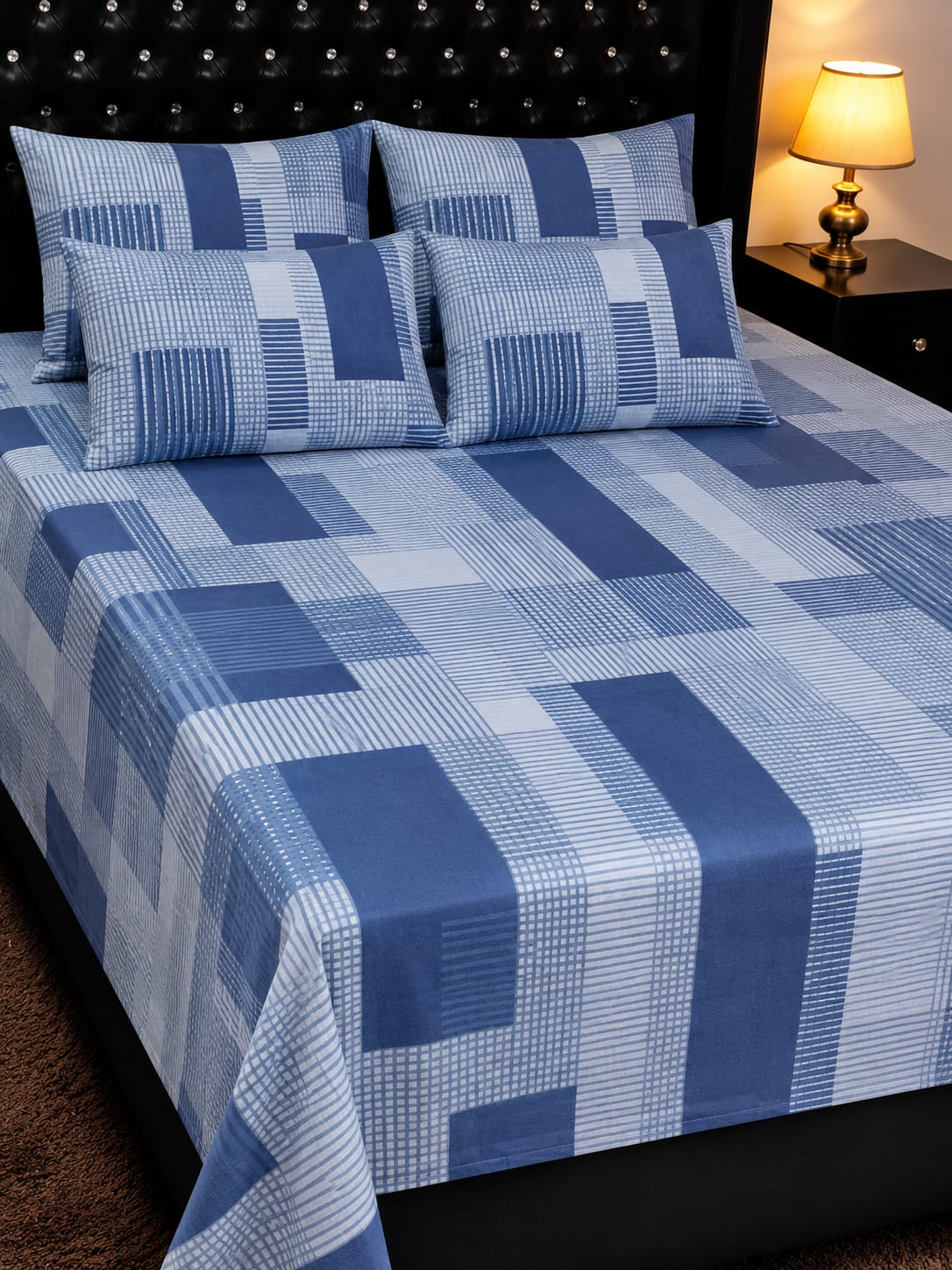 5-Piece Export Quality 100% Pure Cotton King Size Double Bedsheet Set
