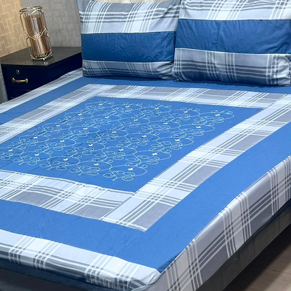Embroidered Patchwork King Size Bedsheet Collection (Cotton Satin / Percale / Duck)