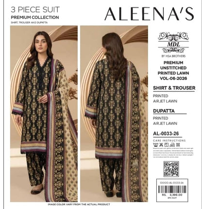 MDL Aleena’s Original – 3-Piece Digital Printed Air Jet Lawn Collection