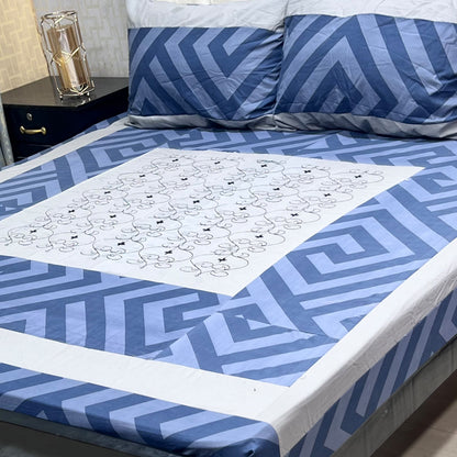 Embroidered Patchwork King Size Bedsheet Collection (Cotton Satin / Percale / Duck)