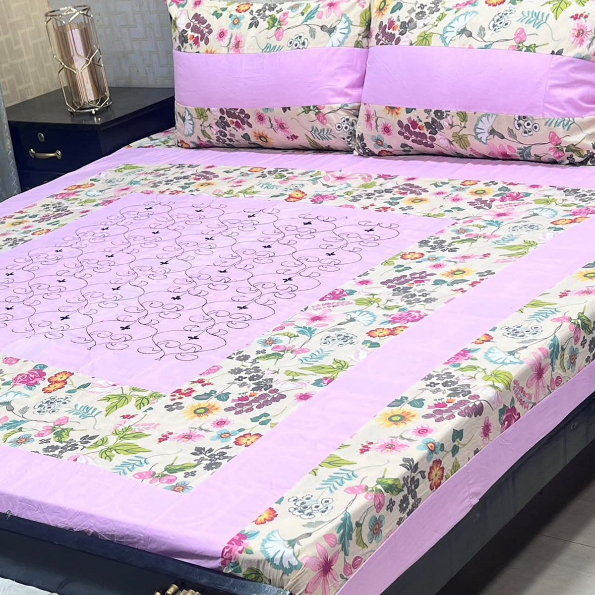Embroidered Patchwork King Size Bedsheet Collection (Cotton Satin / Percale / Duck)