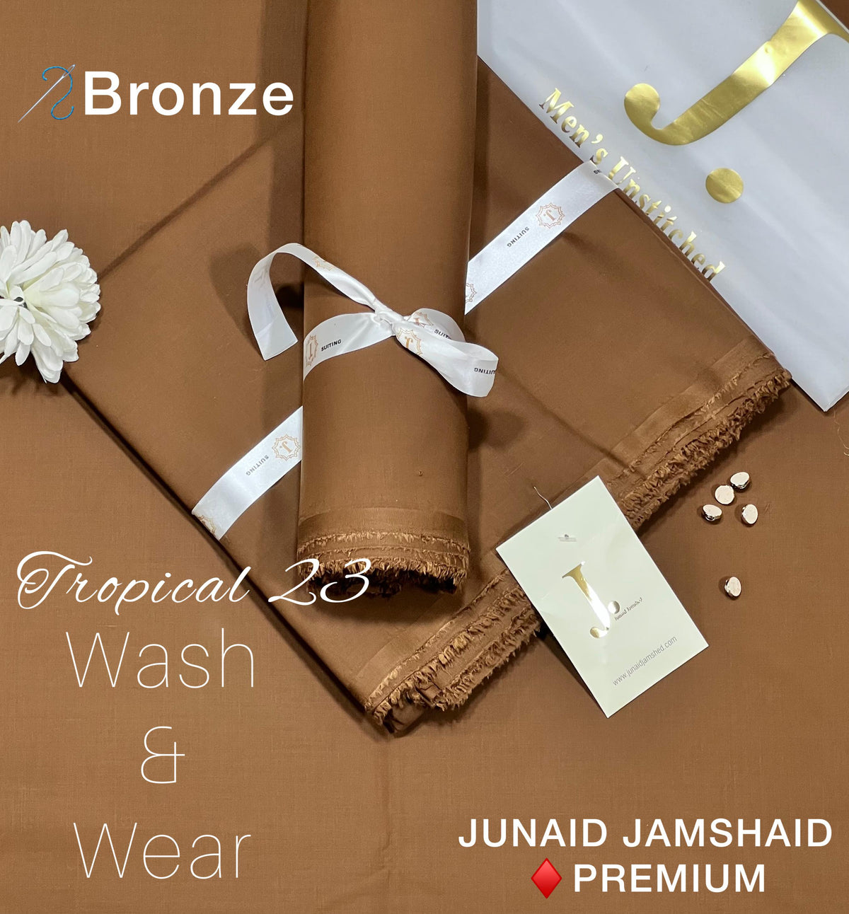 Junaid Jamshed (J.) Men’s Luxury Tropical Wash & Wear Unstitched Suit (4 Meters)
