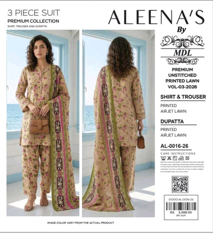 MDL Aleena’s Original – 3-Piece Digital Printed Air Jet Lawn Collection