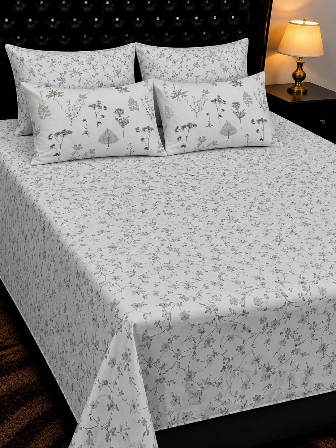 5-Piece Export Quality 100% Pure Cotton King Size Double Bedsheet Set