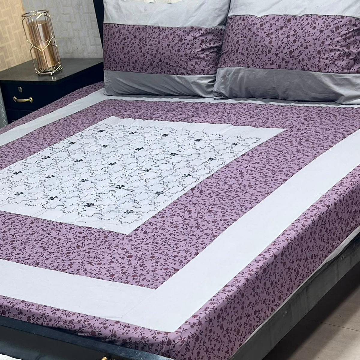 Embroidered Patchwork King Size Bedsheet Collection (Cotton Satin / Percale / Duck)