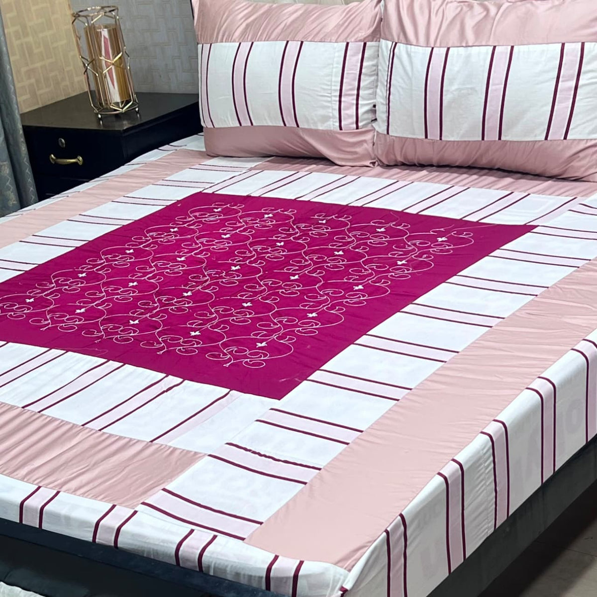 Embroidered Patchwork King Size Bedsheet Collection (Cotton Satin / Percale / Duck)