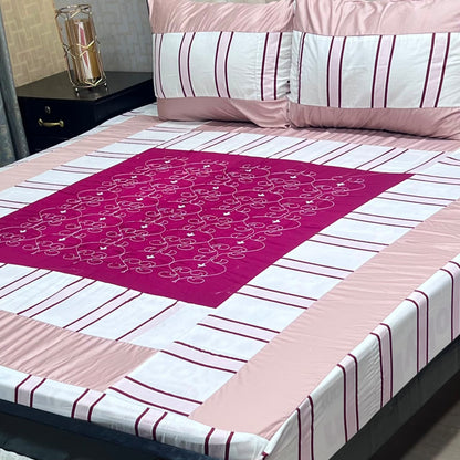 Embroidered Patchwork King Size Bedsheet Collection (Cotton Satin / Percale / Duck)
